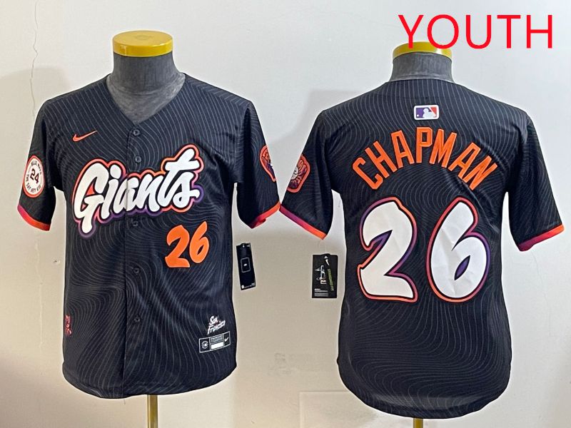 Youth San Francisco Giants #26 Chapman Black Joint Name 2025 Nike MLB Jersey style 8